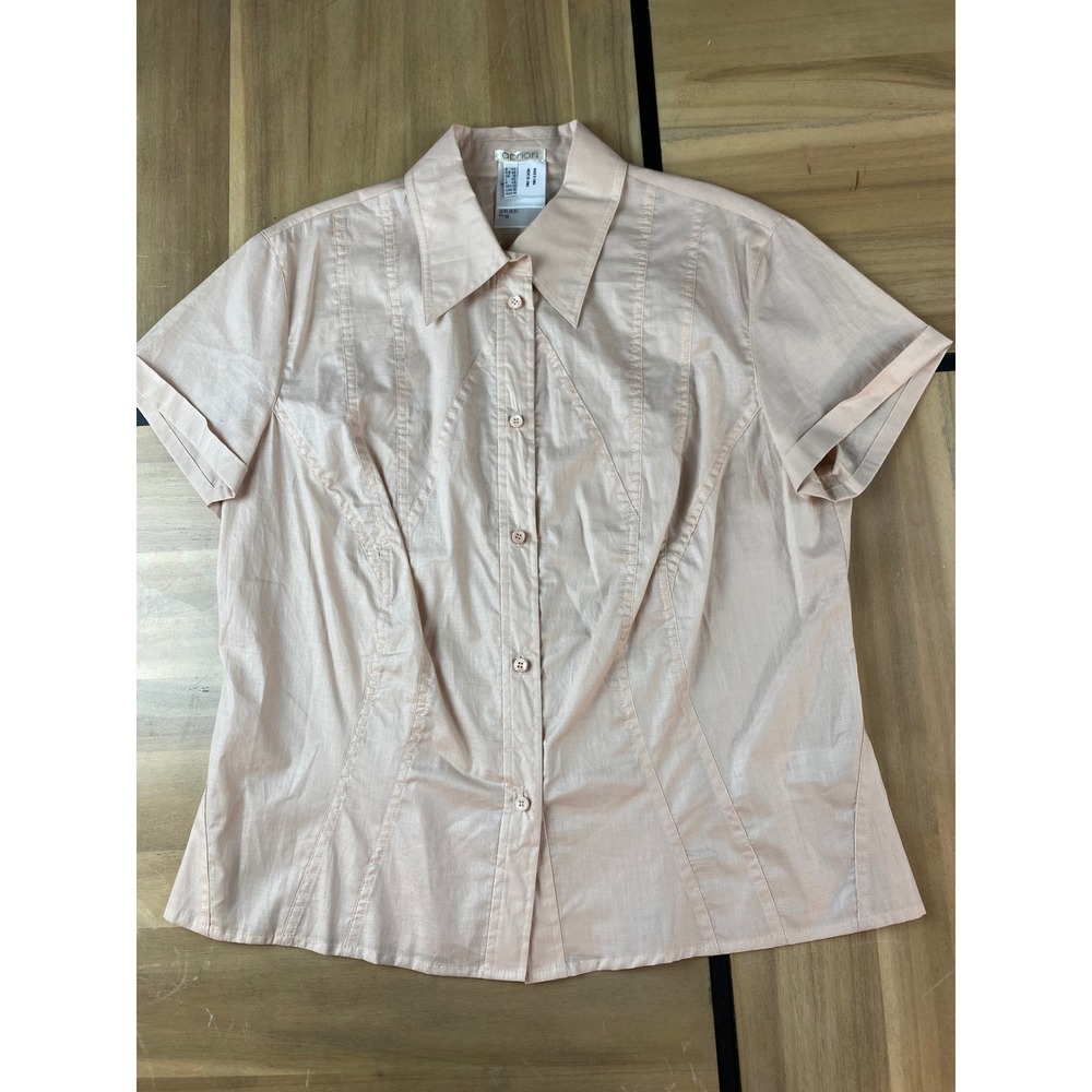 Apriori Women's Button Up Short‎ Sleeve Shirt Peach Size 14 Cotton